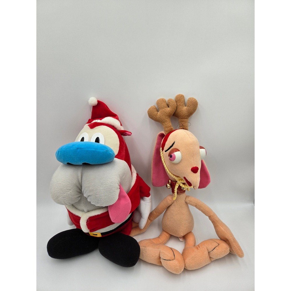 intage 1992 Ren and Stimpy Christmas Plush Set Dakin Nickelodeon 90s Nicktoons
